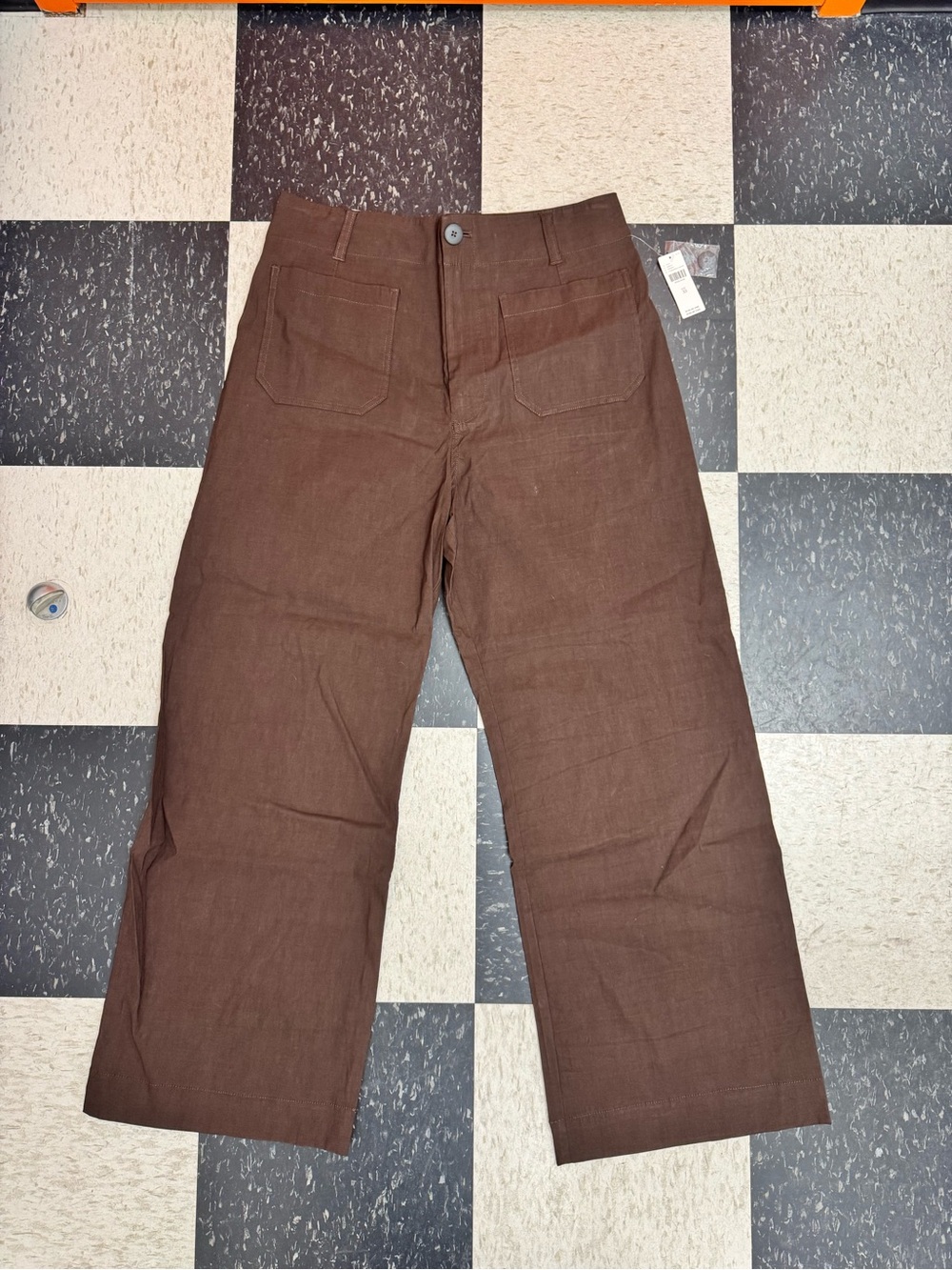 Maeve Brown Wide-Leg Chinos